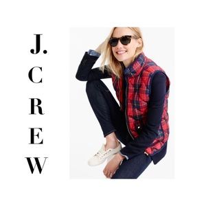 J CREW Excursion Puffer Vest XXS Tartan Plaid Red Navy F8419 NEW XX Small